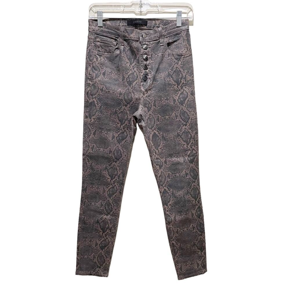 J BRAND Lillie Coated High Rise Skinny Jeans Snakeskin Size 27 - Picture 5 of 13